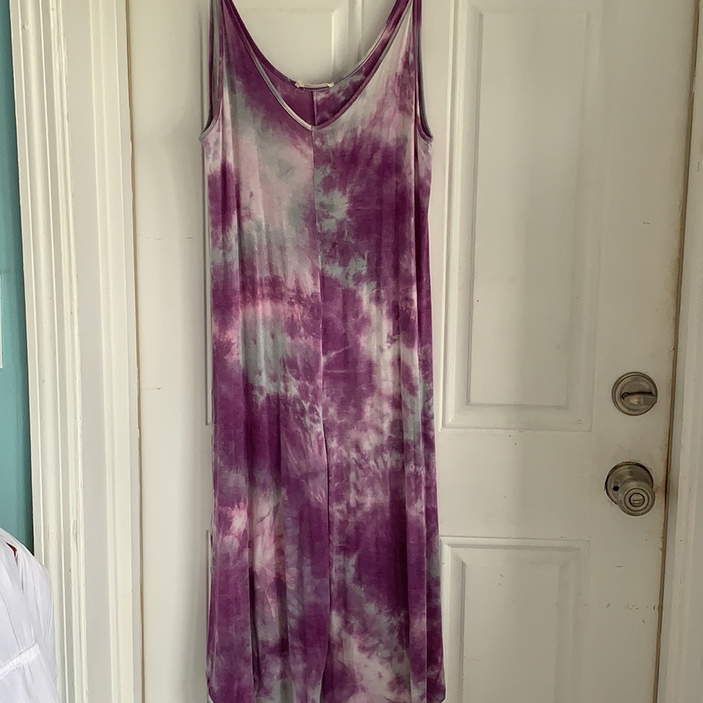 Sleeveless Purple Tie-Dye Jumpsuit Romper